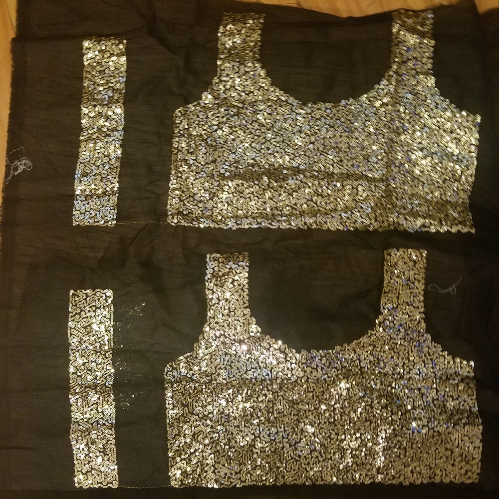 Black gold saree fabric for dress